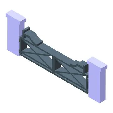 Automatic sliding gate protecting industrial building entrance Illustrazione stock