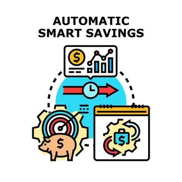 Automatic smart savings management and financial process Stock Illustration