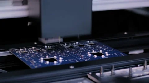 Automatic SMD pick and place machine assembling computer printed circuit board Stock Footage 134164877