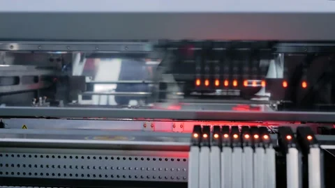 Automatic SMD pick and place machine assembling computer printed circuit board Stock Footage 134167222