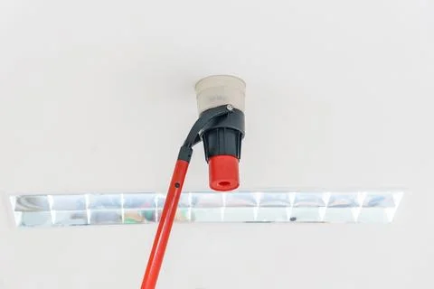 Automatic smoke detector fire alarm head on the ceiling. The smoke detector.. Stock Photos