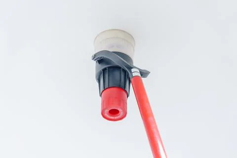 Automatic smoke detector fire alarm head on the ceiling. The smoke detector.. Stock Photos