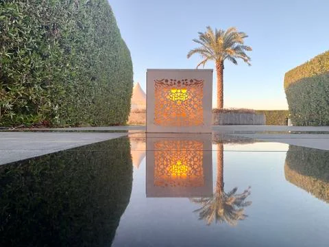 Automatic solar sun box lamp at abu dhabi city Stock Photos