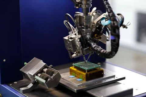 Automatic soldering machine for circuit boards Stock Photos