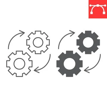 Automatic solution line and glyph icon Stock Illustration
