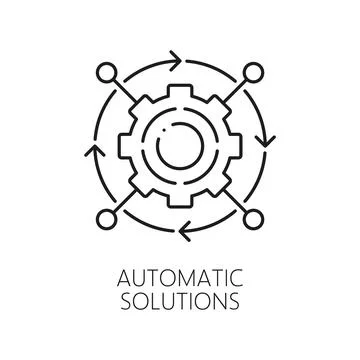 Automatic solutions, machine learning AI line icon イラスト素材