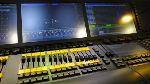 Automatic sound and video mixer knob moving Stock Footage 114458666