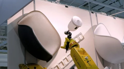 Automatic spray painting robotic arm manipulator Stock Footage 121420465