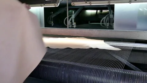 Automatic Spraying Paint Machine for Leather Stock-Footage 77508415