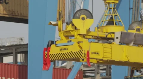 Automatic Spreader Of Port Crane Stock Footage 63086393