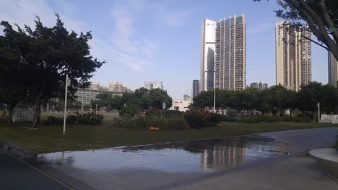 Automatic sprinkler irrigation for lawns Stock Footage 295860016