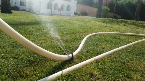 Automatic sprinkler system with broken pipe Video stock 95855834