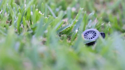 An automatic sprinkler system for watering grass. Selective focus. Copy space Stock Footage 196101191