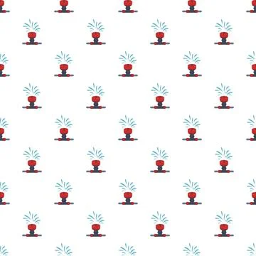 Automatic sprinkler watering system creating seamless pattern on white Stock Illustration