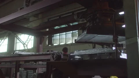 Automatic stacking of aluminum billets Stock Footage 160129979