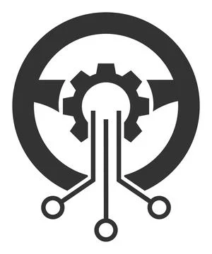 Automatic Steering Wheel - Raster Icon Illustration Stock Illustration