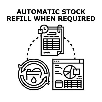 Automatic stock refill management with digital system Stock Illustration