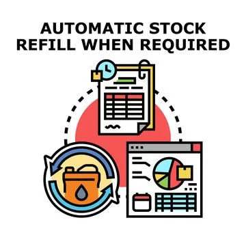 Automatic stock refill management with digital system Stock Illustration