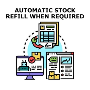 Automatic stock refill when required concept illustration 스톡 일러스트