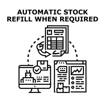Automatic stock refill when required concept illustration Stock Illustration