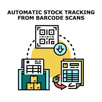 Automatic stock tracking from barcode scans concept 스톡 일러스트
