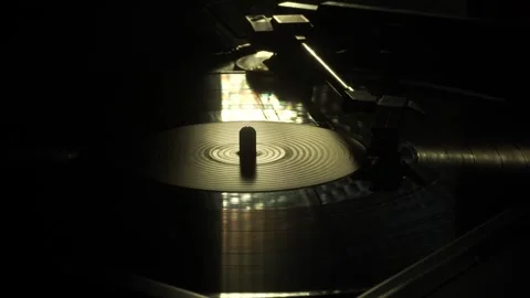 Automatic Stop of Vinyl Record Playback on Turntable in Natural Light, Close Up Stock Footage 343809511