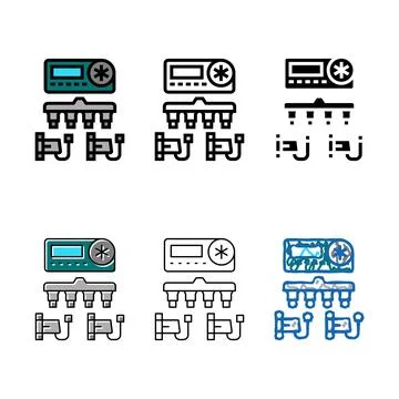 Automatic styleset watering system color icon vector Illustrazione stock
