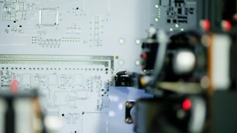 Automatic system checks the PCB in the factory Stock Footage 119984704