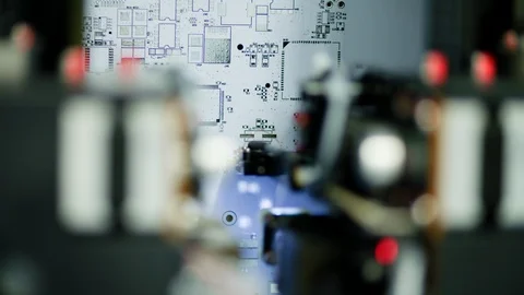 Automatic system checks the PCB in the factory Video stock 123967541