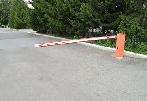 Automatic system gate for security, place for your text 스톡 사진