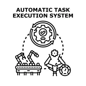 Automatic task execution system performing industrial operations Stock Illustration