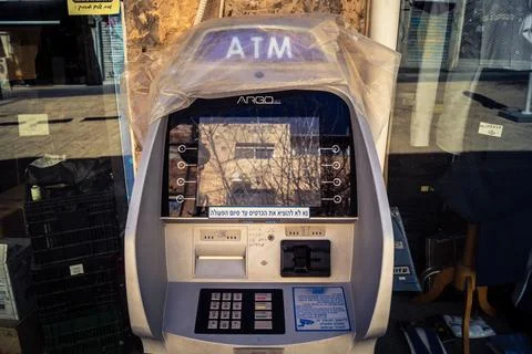 ?Automatic Teller Machines and ATM cash point services in the city of Jerus.. Stock Photos