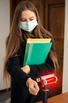 Automatic temperature check Stock Photos
