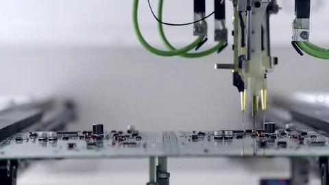 Automatic test equipment Electronic testing of printed circuit board Video stock 80909941