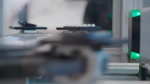 Automatic test set with laser scanning details on conveyor Stock Footage 105659457