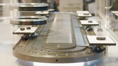 Automatic test set scanning details on laboratory conveyor Stock Footage 105579261