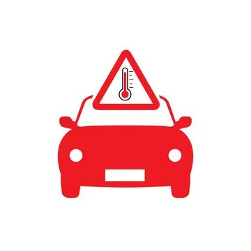 Automatic thermometer indicating a high temperature on the warning triangle 库存插图
