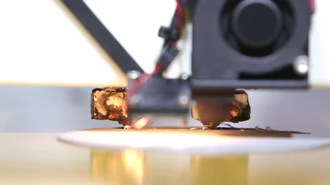 Automatic three dimensional 3d printer performs product creation Stock Footage 93531455