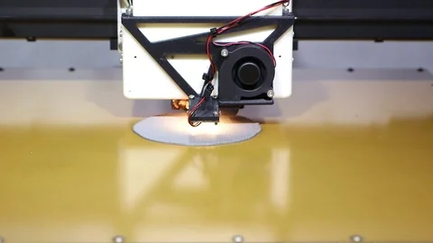 Automatic three dimensional 3d printer performs product creation Stock Footage 93533431