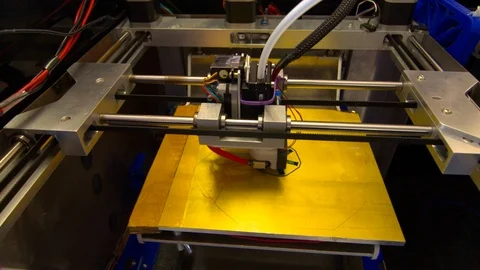 Automatic three dimensional 3d printer performs product creation Stock Footage 99054384