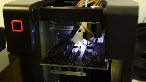 Automatic three dimensional 3d printer performs product creation Stock Footage 99054957