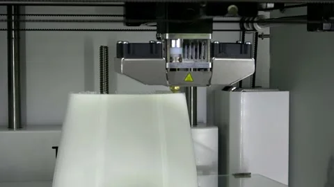 Automatic three dimensional 3d printer performs plastic. 4K. Video stock 131982270