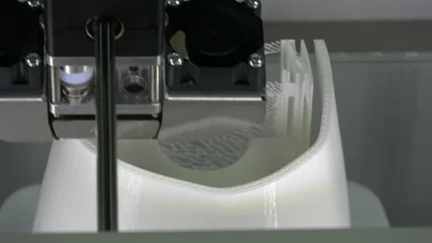 Automatic three dimensional 3d printer performs plastic. 4K. Video stock 131992483