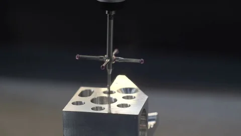Automatic three dimensional scanner makes measuring of metal parts Video stock 82706018
