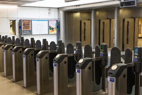 Automatic Ticket Barriers in Train Station. London, UK, 14 January 2024 Stock Photos