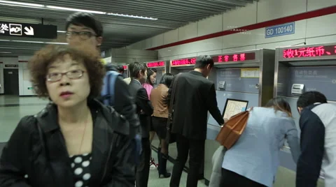 Automatic ticket sales in the Chinese underground Stock Footage 46434948
