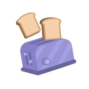 Automatic toaster cook bread for breakfast. Breakfast preparation concept Stock Illustration