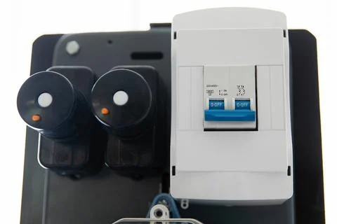 Automatic toggle switch to turn on the light and supply electricity Stock Photos