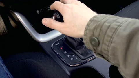 Automatic transmission, automatic gear shift. Shift knob in car. Stock Footage 88329696