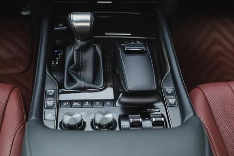 Automatic transmission in expensive car Stock Photos